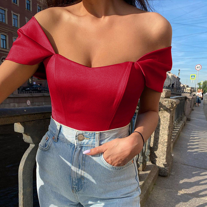 Fishbone Corset Tube Top Wine Red