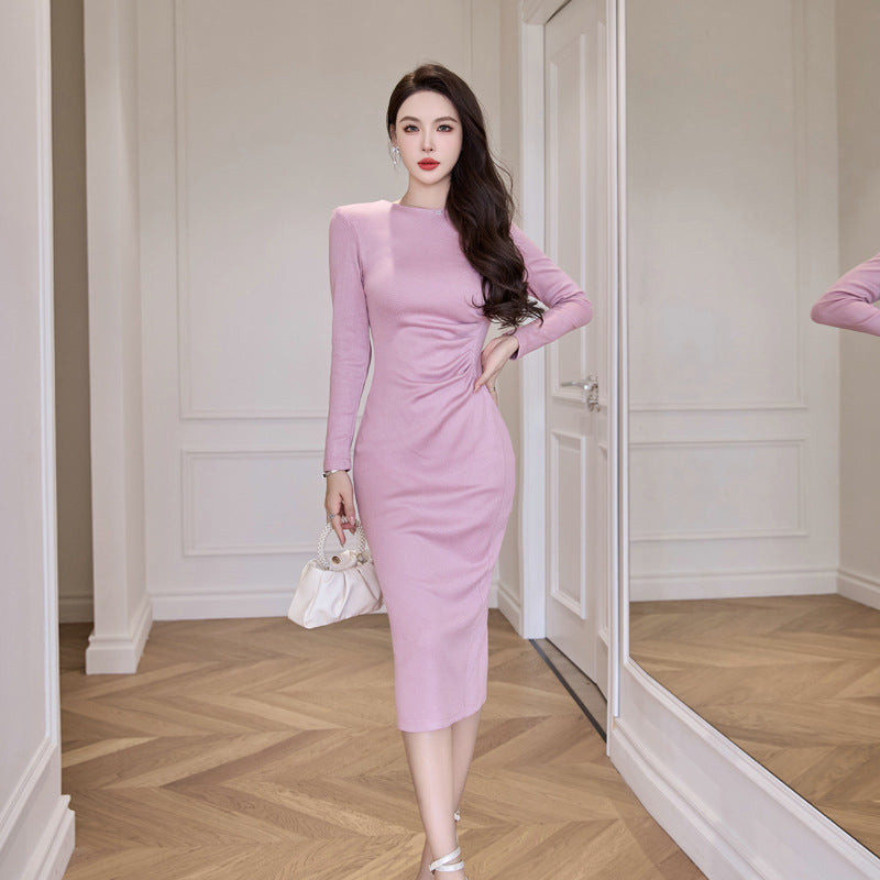 Fashion Cashmere Knitted Dress Pink