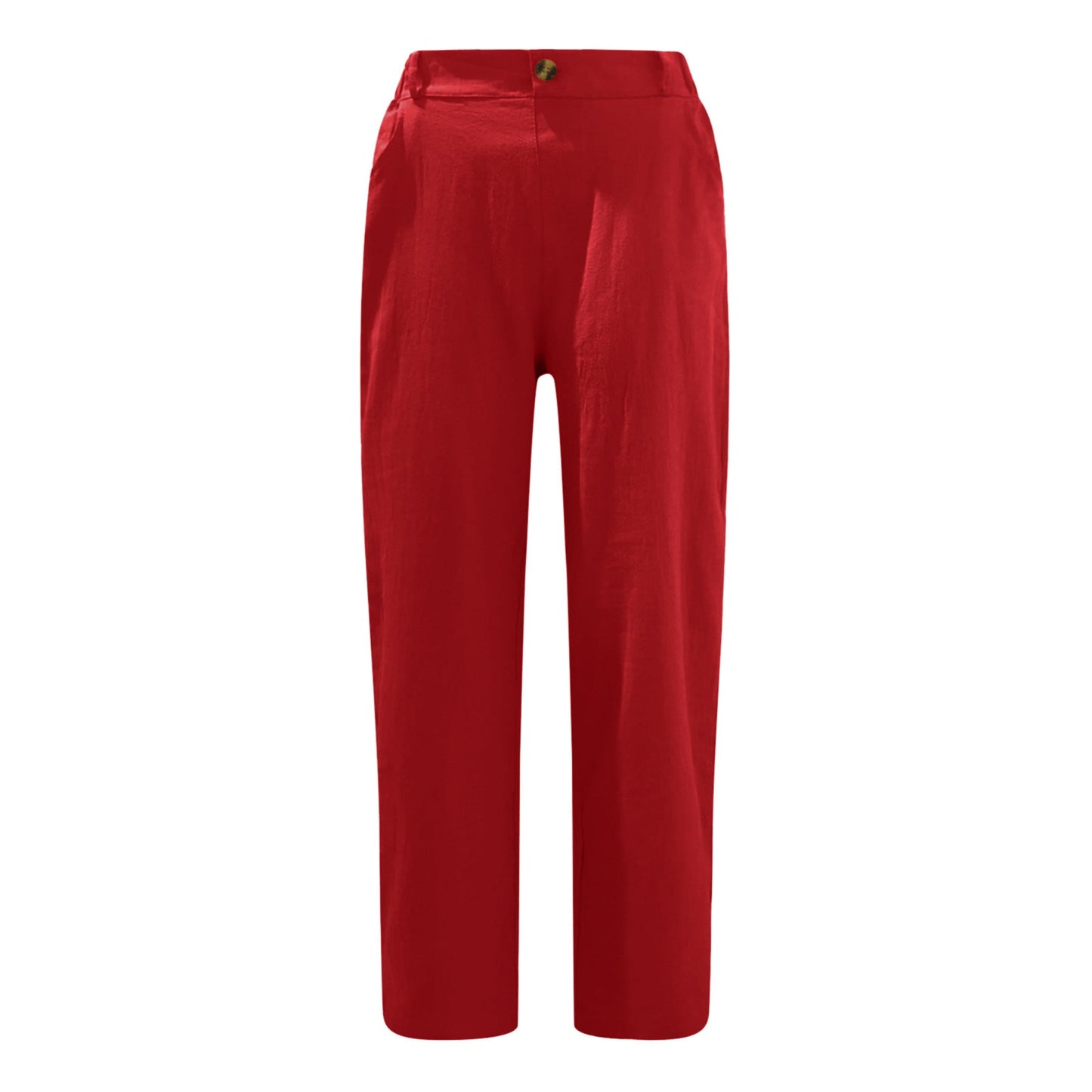 Waist Pants Loose Casual Trousers Red 2