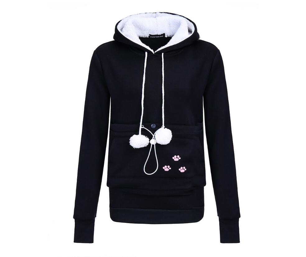 Fashion Cat Women Hoodies Black B