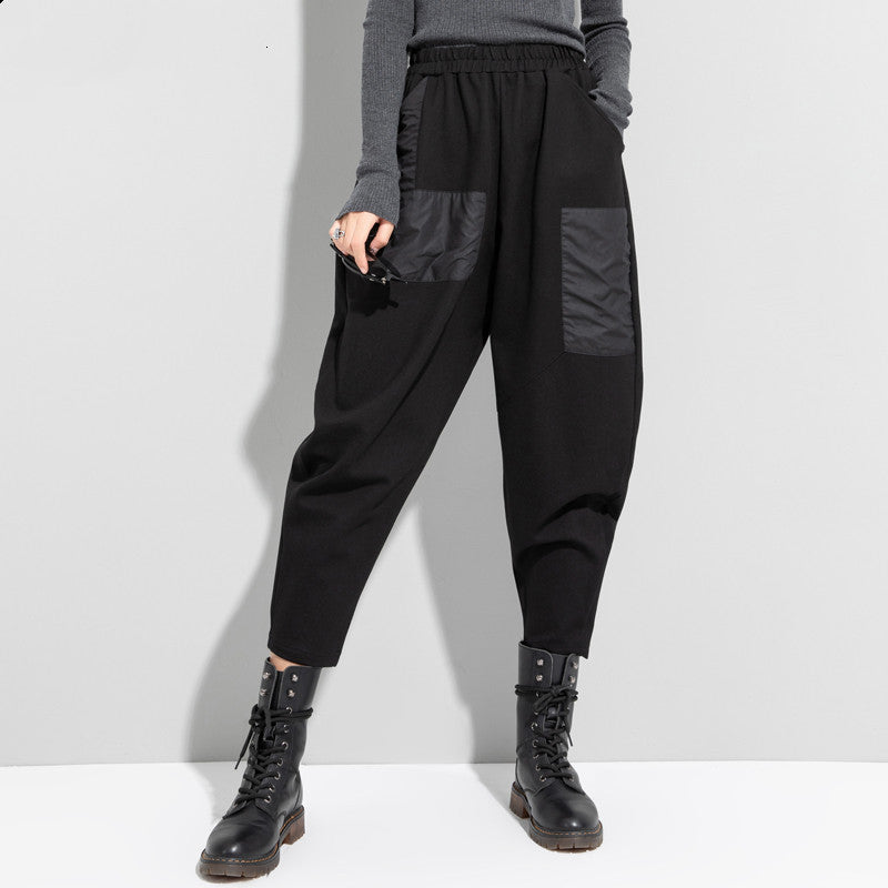 New Cropped Pants Women Loose Black