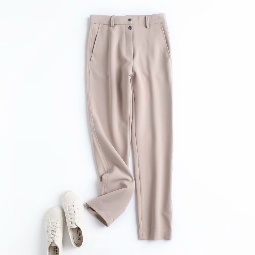Women s Two Button Straight Casual Trousers Apricot
